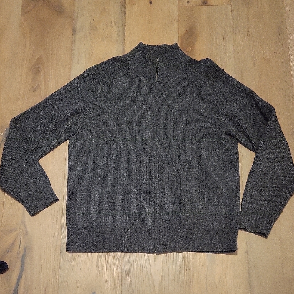 J. Crew Mens Wool Gray Zip Up Sweater Size Large
